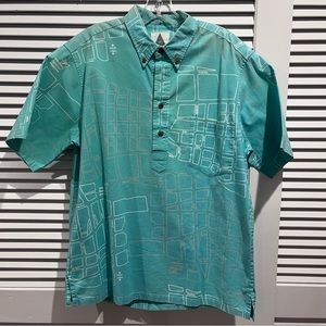 Sig Zane SigOn Smith Light Blue Pullover Short Sleeve Hawaiian Shirt Size Medium